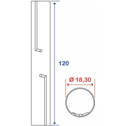 Manchon de rallonge 120 mm diamètre 18,3 mm pour porte-rideau