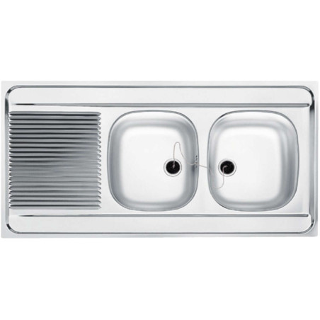 EVIER INOX MAN 721 2CUVES/EGOUT 1200x600