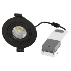 Spot noir orientable en tous sens à 360°, encastrable à LED 8W