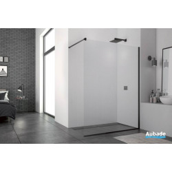 * Paroi de douche fixe 90 + pivot 42x200, profilé noir